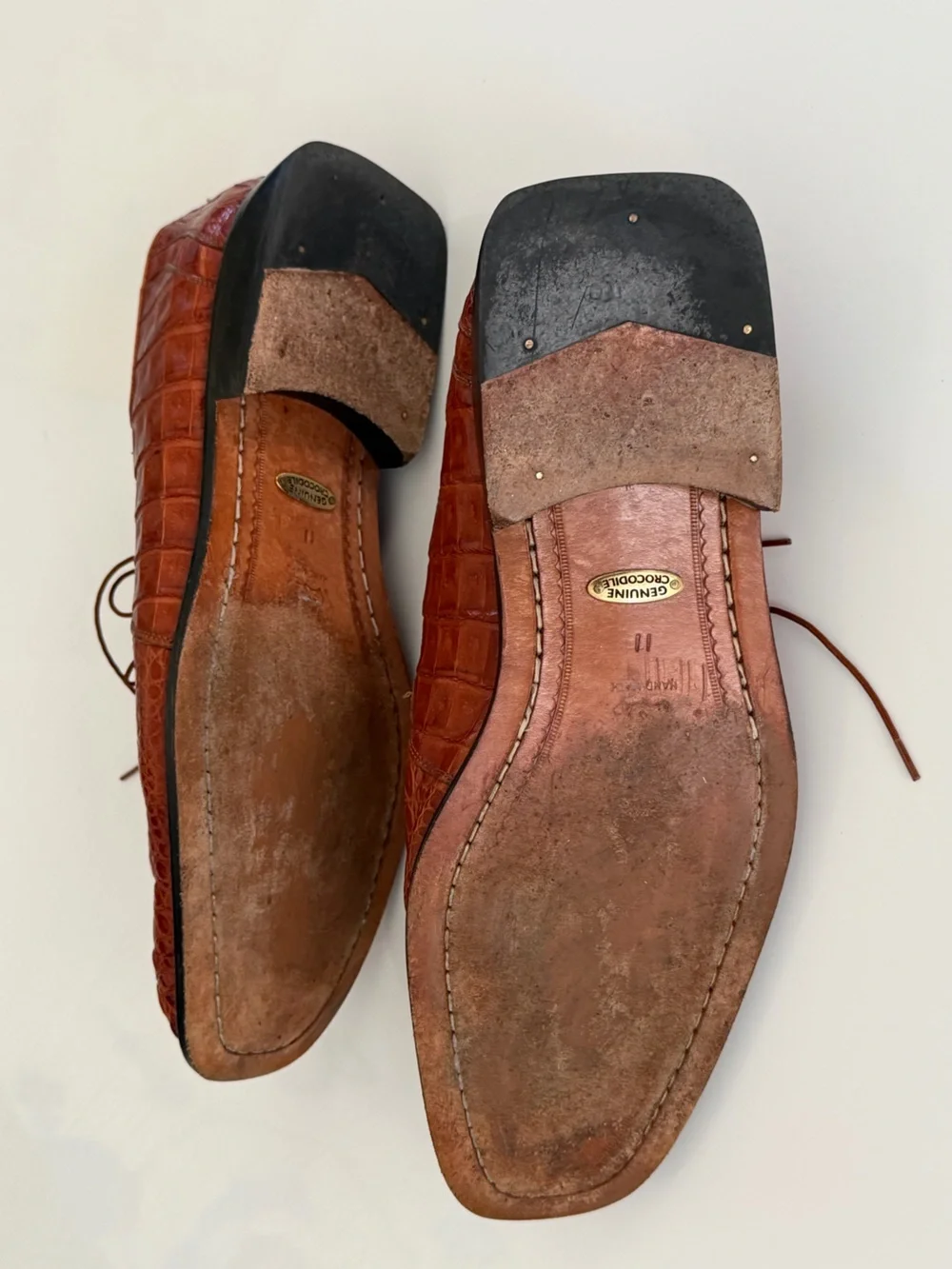 Studio Belvedere Genuine Crocodile Oxford Dress Shoes Brown Size 11